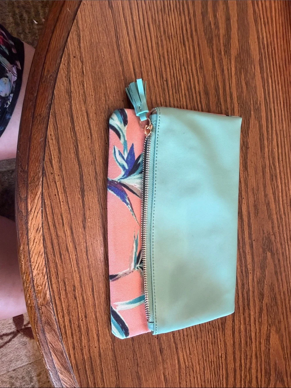 Rachel Pally Teal Trim Canvas Cosmetic Pouch or Clutch